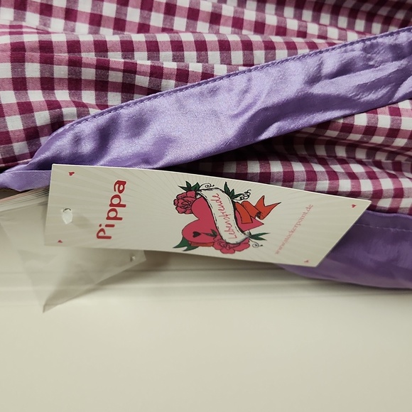 AUTHENTIC WOMEN'S GERMAN DIRNDL DRESS PURPLE/BROWN OKTOBERFEST - Picture 3 of 9